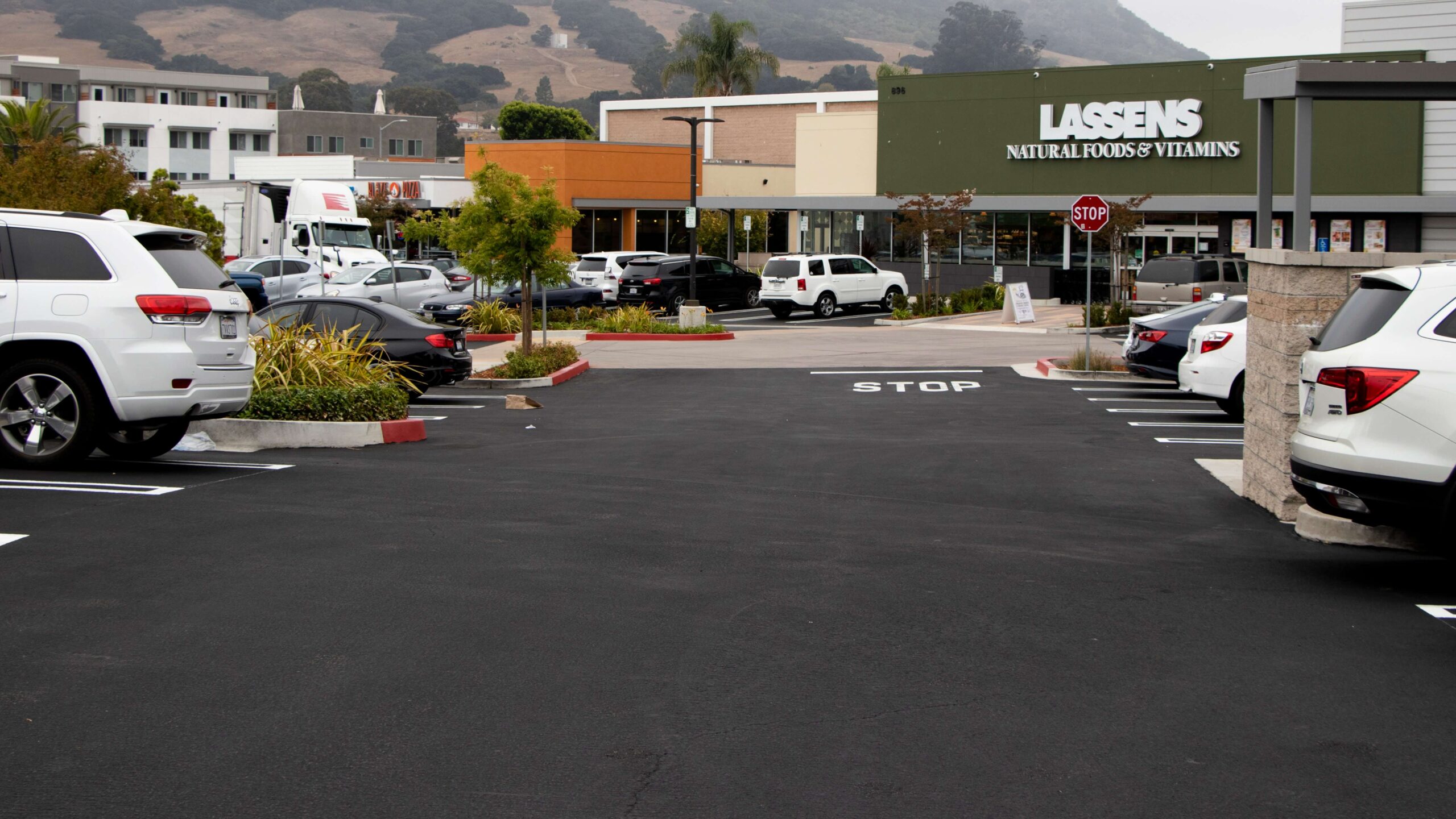 GPM completed this parking lot for retail stores with our asphalt paving services.